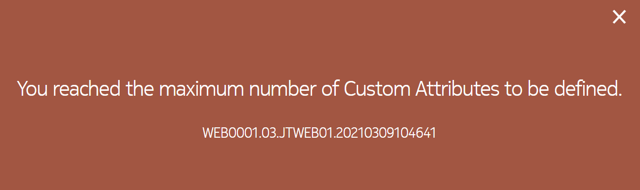 You reached the maximum number of Custom Attribute to be defined.